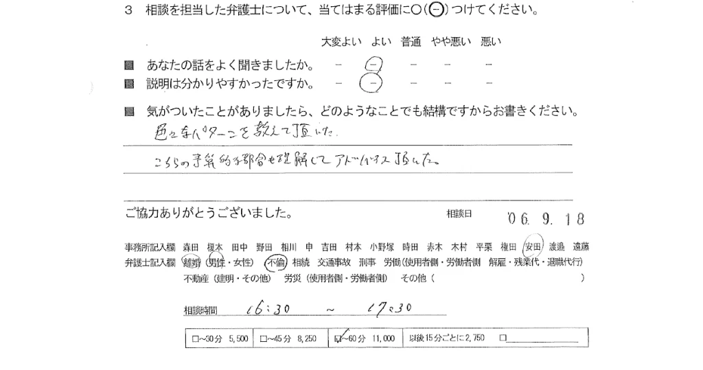 お客様の声（ご相談者の声）評判・口コミ